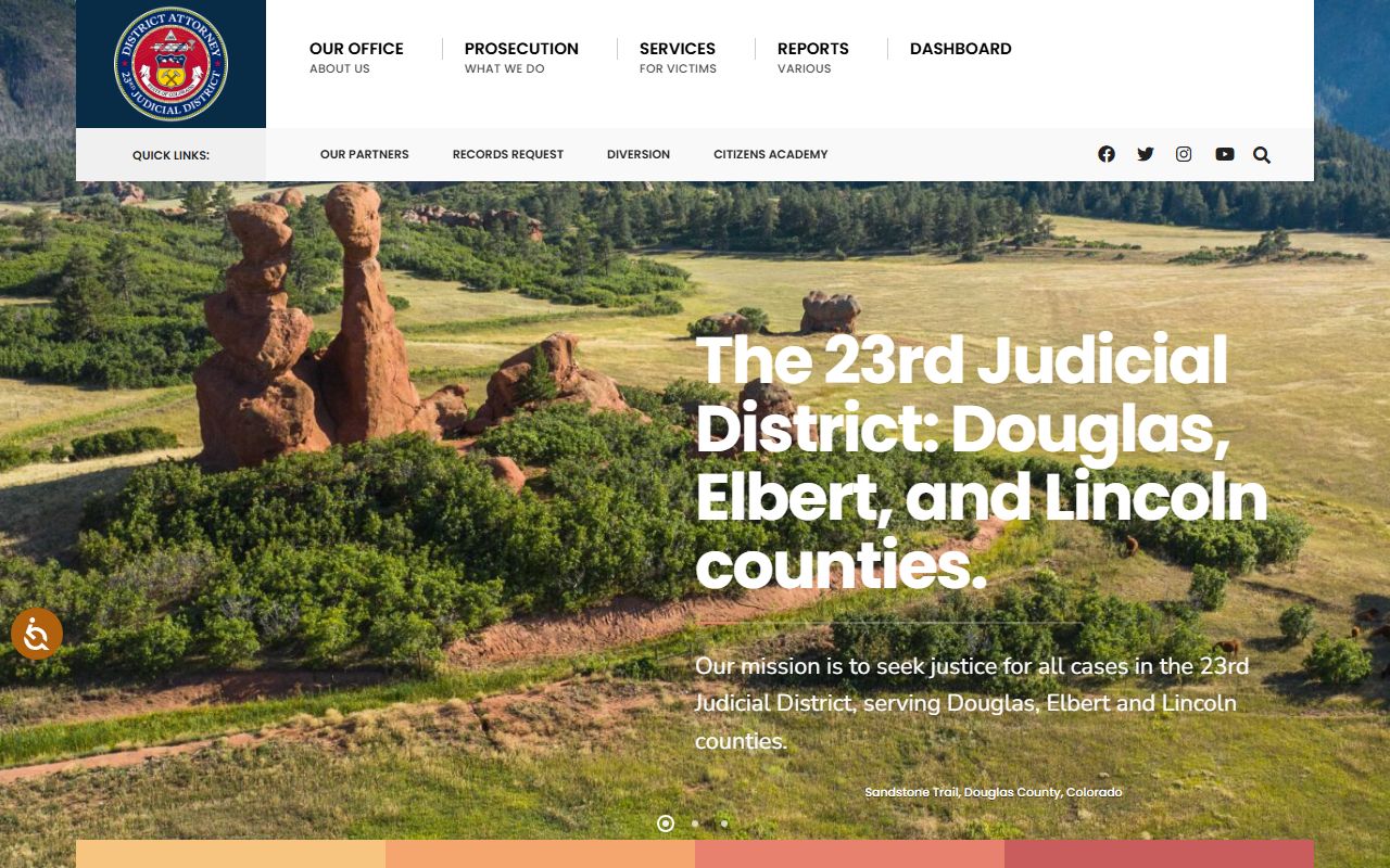 23rd Judicial District Attorney homepage covering Douglas County criminal cases