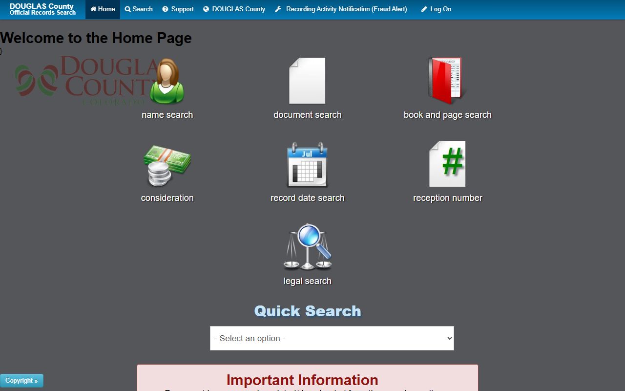 Douglas County LandmarkWeb recorded documents portal for deeds and liens
