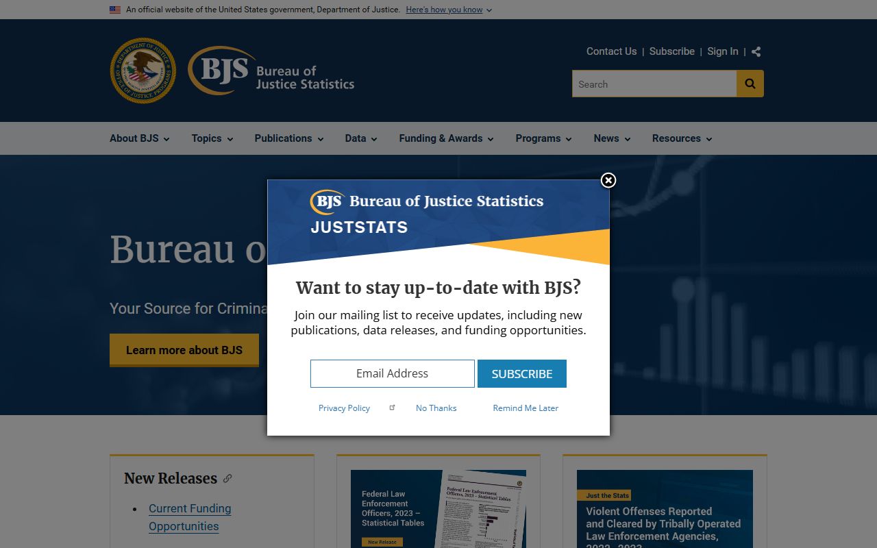 Douglas County jail population context, BJS homepage