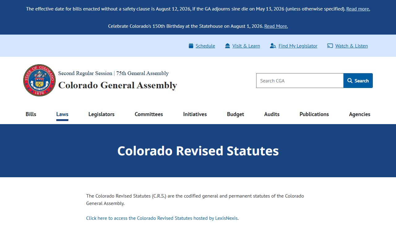 Colorado Revised Statutes page for Douglas County public records law