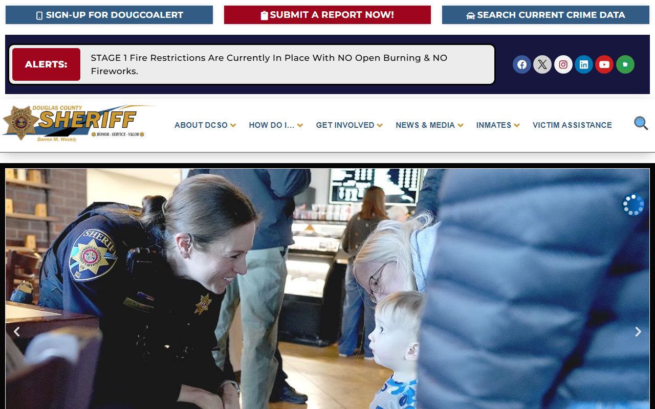 Douglas County Sheriff homepage used for inmate roster lookups